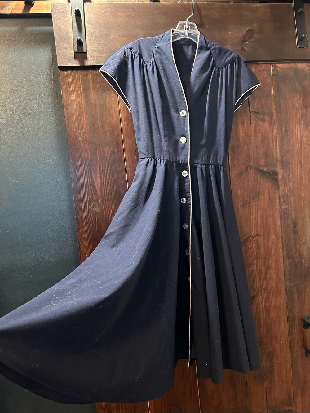 Vintage 1950s Navy Circle Skirt Pinup Dress